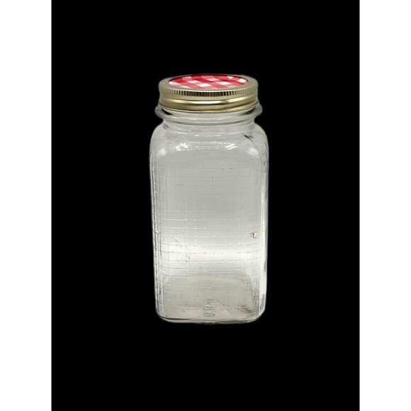 Vintage Square Qt. Jar Waffle/grid Pattern Three Sides Canning/ Coffee Jar - Picture 5 of 11